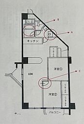 イトーピア五反田マンション 5階2LDKの間取り