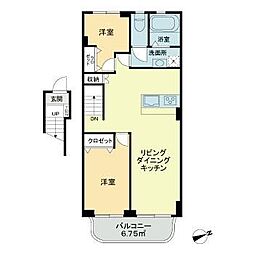 マンション高輪 7階2LDKの間取り
