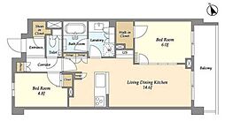 JP noie 等々力 6階2LDKの間取り