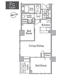 レジディア西小山 3階2LDKの間取り