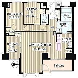 ジオ等々力 1階3LDKの間取り