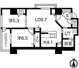 シティコート目黒4号棟 2LDKの間取図画像