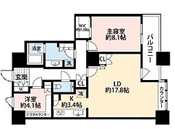 芝浦アイランドグローヴタワー 2LDKの間取図画像
