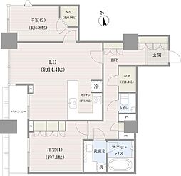 シティタワー高輪 2LDKの間取図画像