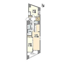 ザ・パームス代々木上原コスモテラス 2LDKの間取図画像