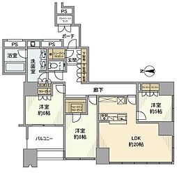 ワールドシティタワーズアクアタワーA4棟 3LDKの間取図画像