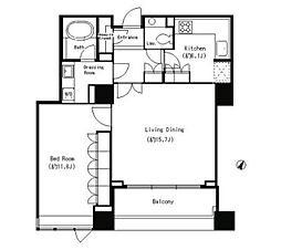 パークキューブ目黒タワー 1LDKの間取図画像