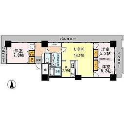 品川シーサイドビュータワー2 3LDKの間取図画像