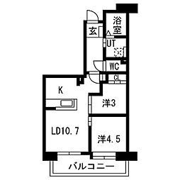 アクティ目黒駅前1号棟 1LDKの間取図画像