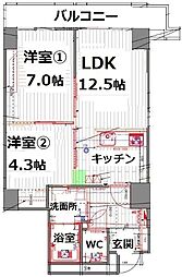 シティコート目黒4号棟 2LDKの間取図画像