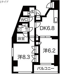 クレイシア戸越公園 2DKの間取図画像