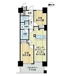 ライオンズマンション白金台 2LDKの間取図画像