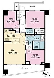 パークナード目黒 3LDKの間取図画像