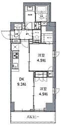 レジディア白金高輪2 2DKの間取図画像