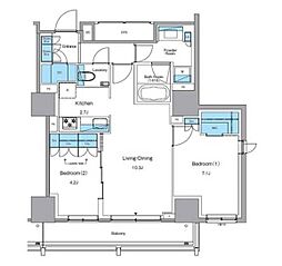 ルフォンプログレ渋谷ヒルトップ 2LDKの間取図画像