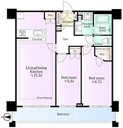 クレストタワー品川シーサイド 2LDKの間取図画像