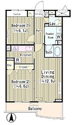グリーンテラス久が原 2LDKの間取図画像