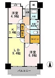 品川シーサイドビュータワー1 2LDKの間取図画像