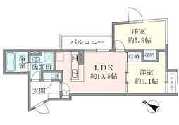 HTピア赤坂 2LDKの間取図画像
