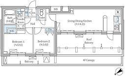 Rovine目黒東山 2LDKの間取図画像