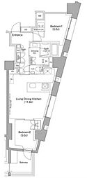 ザ・パークハビオ目黒桜邸 2LDKの間取図画像