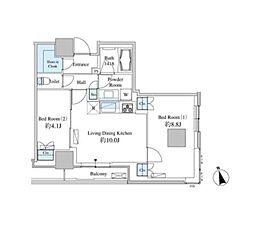 ベルファース芝浦タワー 2LDKの間取図画像