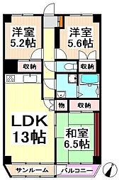 目黒プラザ 3LDKの間取図画像