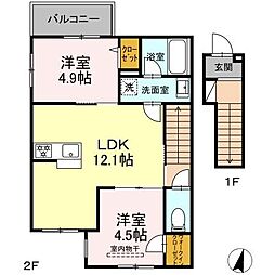 フェリシア久が原 2LDKの間取図画像