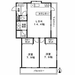 パークサイドルナ 2LDKの間取図画像
