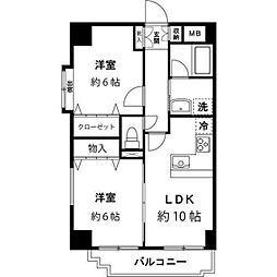 ルミエール大森 2LDKの間取図画像