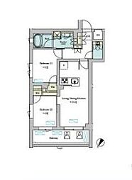 Brillia ist 洗足池の杜 2LDKの間取図画像
