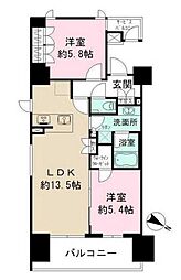 ザ・パークハビオ目黒 2LDKの間取図画像