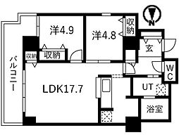シティコート目黒4号棟 2LDKの間取図画像
