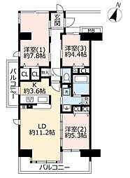 UR都市機構グリーンタウン小金井8号棟 3LDKの間取図画像