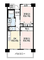 URひばりが丘パークヒルズ  ｜ 東京都東久留米市ひばりが丘団地（賃貸マンション2DK・3階・50.13㎡） その2