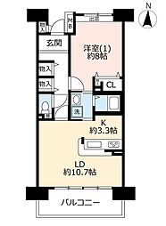 UR都市機構グリーンプラザひばりが丘南1号棟 1LDKの間取図画像