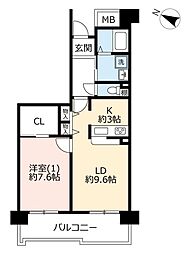 UR都市機構プロムナード東伏見72号棟 1LDKの間取図画像