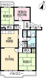 UR都市機構立川一番町東団地48号棟 3LDKの間取図画像
