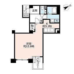 UR都市機構ビュープラザ向陽台2号棟 1Kの間取図画像