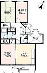 UR都市機構グリーンヒル寺田98号棟 3DKの間取図画像