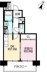 UR都市機構多摩平の森3-7号棟 1DKの間取図画像