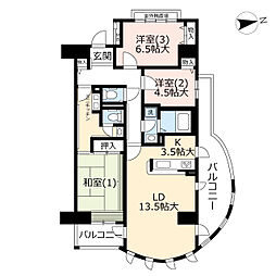 UR都市機構プロムナード仲町台4号棟 2LDKの間取図画像