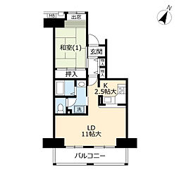 UR都市機構プロムナード仲町台4号棟 1LDKの間取図画像