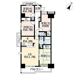 UR都市機構ベイシティ本牧南1号棟 4LDKの間取図画像