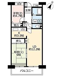 UR都市機構コンフォール西寺尾5号棟 2LDKの間取図画像