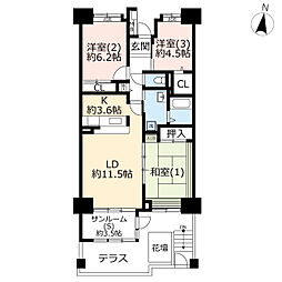 ウェルシティ横須賀ポートバレーヌ4番館 3LDKの間取図画像