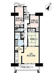 UR都市機構ベイシティ本牧南6号棟 3LDKの間取図画像