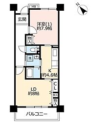 ウェルシティ横須賀ポートバレーヌ4番館 1LDKの間取図画像