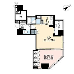 横浜ヴェールタワー 1LDKの間取図画像