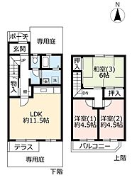 UR都市機構テラス長谷8号棟 3LDKの間取図画像